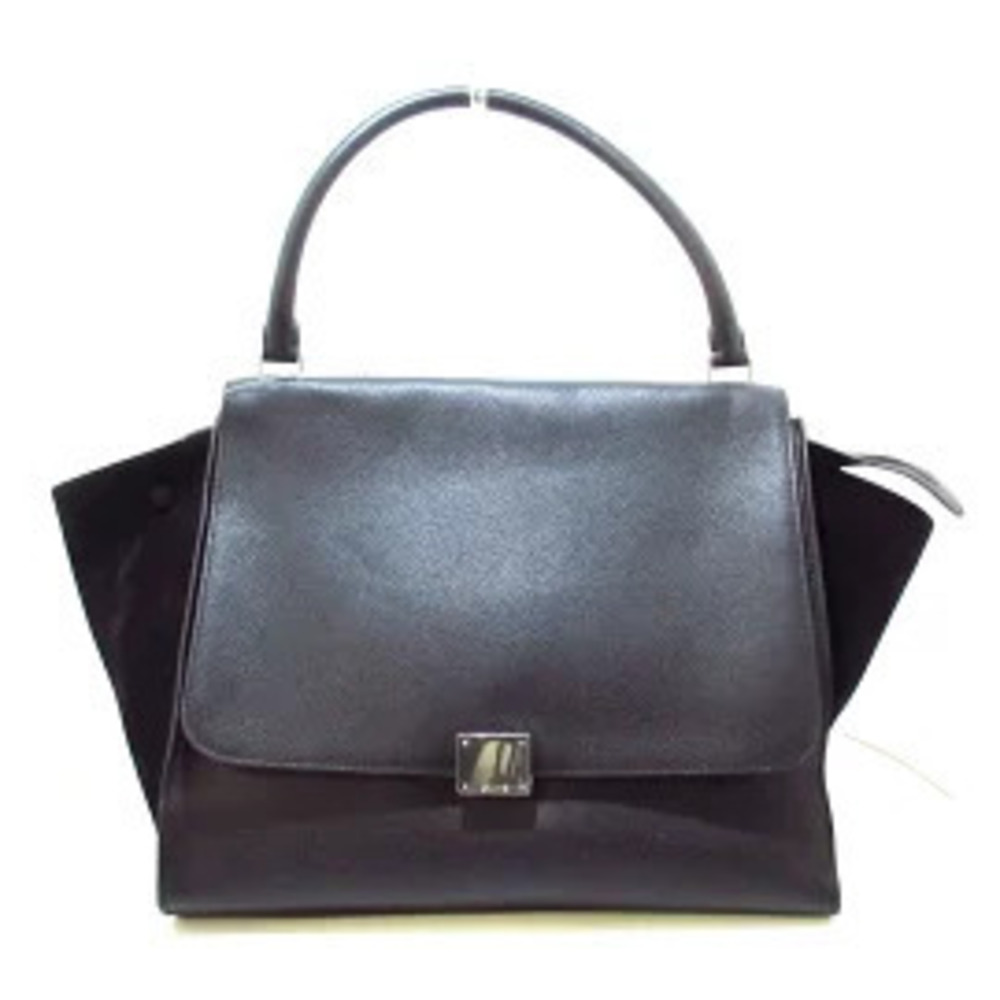 Celine Trapeze Handbag Black Leather x Suede
